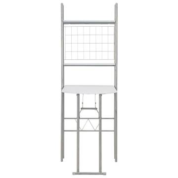 3 Piece Folding Dining Set with Storage Rack - White MDF & Steel