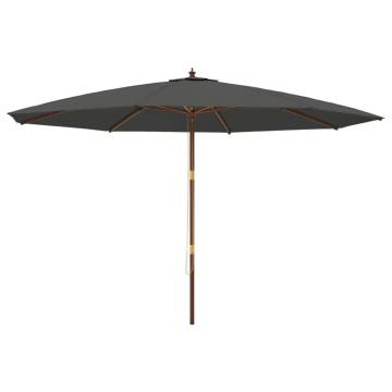 Garden Parasol with Wooden Pole - 400x273 cm Anthracite Shade