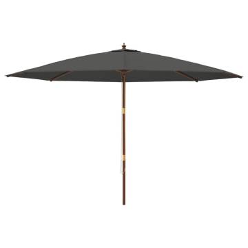 Garden Parasol with Wooden Pole - 400x273 cm Anthracite Shade