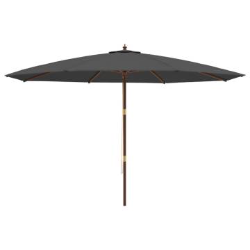 Garden Parasol with Wooden Pole - 400x273 cm Anthracite Shade