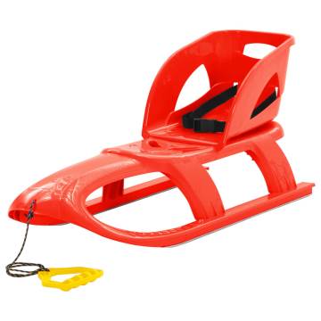 Red Sledge with Seat | Durable Polypropylene Sled for Kids