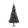 Artificial Pre-lit Christmas Tree with Ball Set Black 210 cm PVC Colour black and gold Size 210 x 120 cm Quantity in Package 1 Number of Branch Tips 