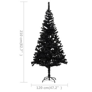 Black Pre-lit Christmas Tree with Ball Set - 210 cm PVC