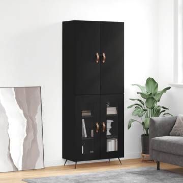 Stylish Highboard - Black Engineered Wood 69.5x34x180 cm