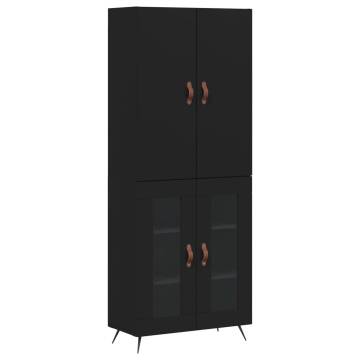 Stylish Highboard - Black Engineered Wood 69.5x34x180 cm