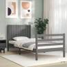 Grey Solid Wood Bed Frame with Headboard 90x200 cm