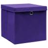 Purple Folding Storage Boxes with Covers - Set of 4 | Hipomarket