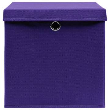 Purple Folding Storage Boxes with Covers - Set of 4 | Hipomarket