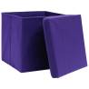 Purple Folding Storage Boxes with Covers - Set of 4 | Hipomarket