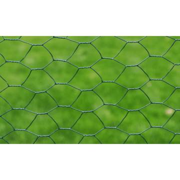 Galvanised Chicken Wire Fence 25x0.75m - Green PVC Coated