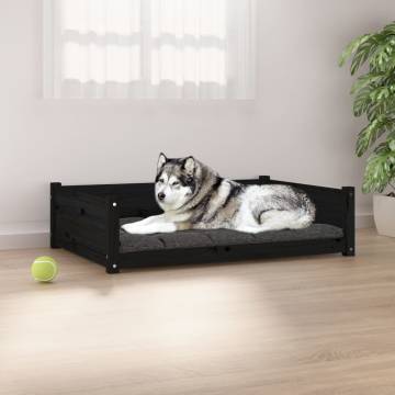 Stylish Dog Bed Black 105.5x75.5 cm - Solid Pine Wood Comfort