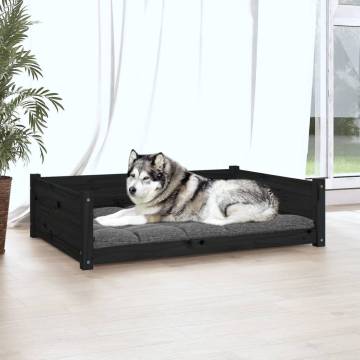 Stylish Dog Bed Black 105.5x75.5 cm - Solid Pine Wood Comfort