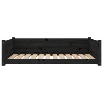 Stylish Dog Bed Black 105.5x75.5 cm - Solid Pine Wood Comfort