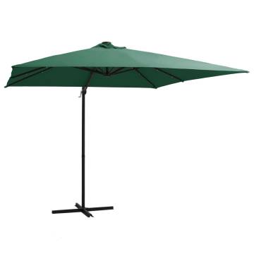 Cantilever Umbrella with LED Lights – Green, 250x250 cm