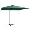 Cantilever Umbrella with LED lights and Steel Pole 250x250 cm Green Colour green Size 250 x 250 cm Quantity in Package 1 