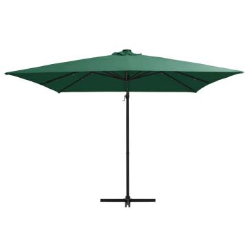 Cantilever Umbrella with LED Lights – Green, 250x250 cm