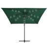 Cantilever Umbrella with LED Lights – Green, 250x250 cm