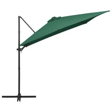 Cantilever Umbrella with LED Lights – Green, 250x250 cm