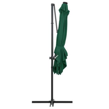 Cantilever Umbrella with LED Lights – Green, 250x250 cm