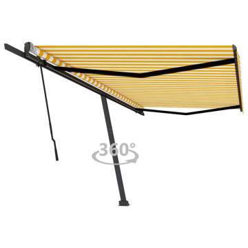 Freestanding Manual Retractable Awning 500x350 cm - Yellow/White