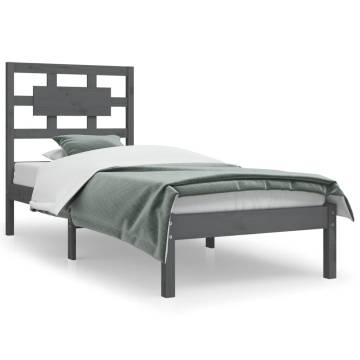 Grey Solid Wood Pine Bed Frame 90x200 cm | HipoMarket