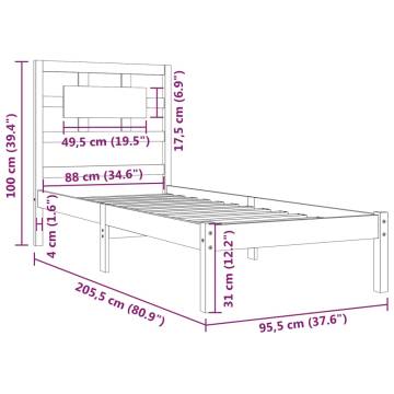 Grey Solid Wood Pine Bed Frame 90x200 cm | HipoMarket