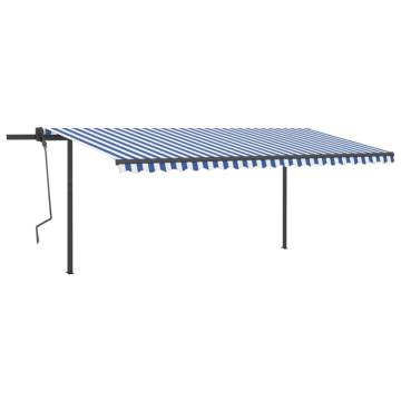 Manual Retractable Awning 5x3m - Blue & White | HipoMarket