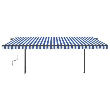 Manual Retractable Awning 5x3m - Blue & White | HipoMarket