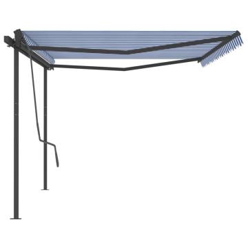 Manual Retractable Awning 5x3m - Blue & White | HipoMarket