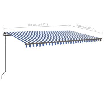 Manual Retractable Awning 5x3m - Blue & White | HipoMarket