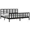 Sturdy Black Bed Frame with Headboard | 200x200 cm Solid Wood