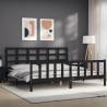 Sturdy Black Bed Frame with Headboard | 200x200 cm Solid Wood