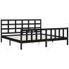 Sturdy Black Bed Frame with Headboard | 200x200 cm Solid Wood