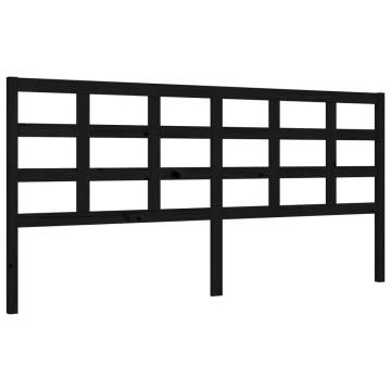 Sturdy Black Bed Frame with Headboard | 200x200 cm Solid Wood