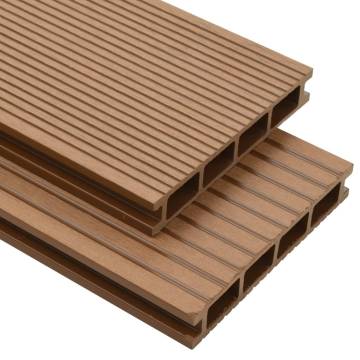 WPC Hollow Decking Boards 10 m² - Teak with Accessories