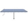 Manual Retractable Awning with LED – Blue & White 500x300 cm