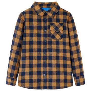 Kids' Plaid Shirt Cognac and Blue - Stylish & Comfortable