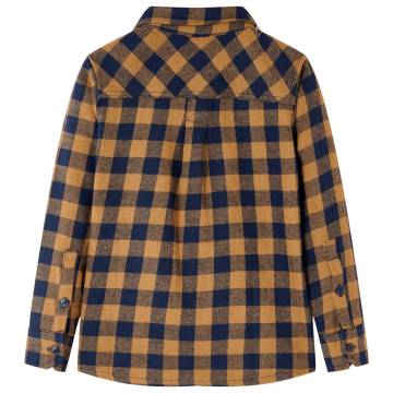 Kids' Plaid Shirt Cognac and Blue - Stylish & Comfortable