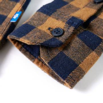 Kids' Plaid Shirt Cognac and Blue - Stylish & Comfortable