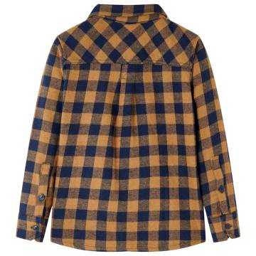 Kids' Plaid Shirt Cognac and Blue | High-Quality Kidswear