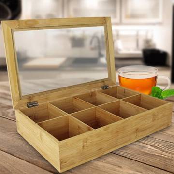 Excellent Houseware Bamboo Tea Box with 8 Compartments