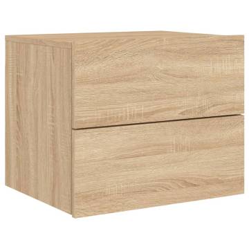 Wall-mounted Bedside Cabinets with LED Lights - 2 pcs Sonoma Oak