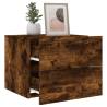 Wall-Mounted Bedside Cabinet with LED Lights - Smoked Oak