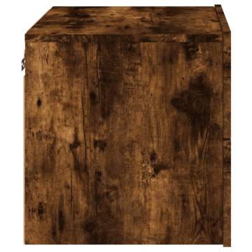 Wall-Mounted Bedside Cabinet with LED Lights - Smoked Oak