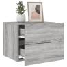 Stylish Wall-Mounted Bedside Cabinet with LED Lights - Grey Sonoma