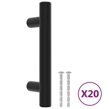 20 pcs Black Cabinet Handles - Modern Stainless Steel Design