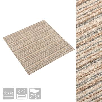 Striped Beige Carpet Floor Tiles - 20 pcs, 5 m² | Hipomarket