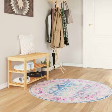 Rug Washable Multicolour Ø 120 cm - Anti Slip & Easy Care