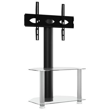 Corner TV Stand 2-Tiers for 32-70 Inch - Black & Silver