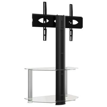 Corner TV Stand 2-Tiers for 32-70 Inch - Black & Silver